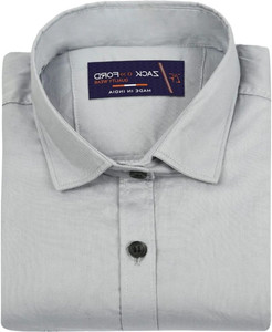 SNWARIYA Men Solid Casual Silver Shirt