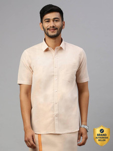 Ramraj Cotton Men Solid Casual Brown Shirt