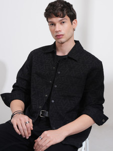 HIGHLANDER Men Printed Casual Black Shirt