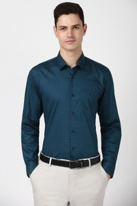 PETER ENGLAND Men Printed Formal Blue Shirt