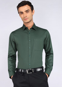 Raymond Men Solid Formal Dark Green Shirt