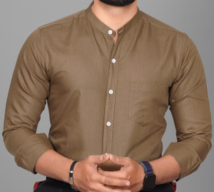 Voroxy Men Solid Formal Khaki Shirt