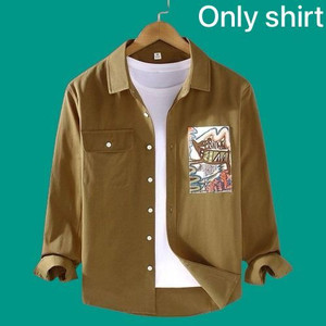 Nortex Men Embroidered Casual Brown Shirt