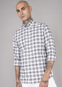ARROW Men Checkered Casual White Shirt