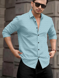 SPOQUE Men Printed Casual Light Green Shirt