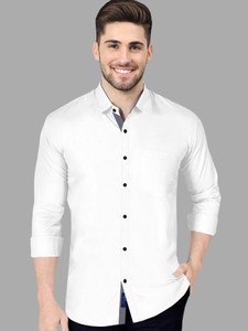 Kuki Men Solid Casual White Shirt