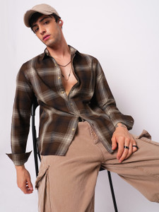 VASTRADO Men Checkered Casual Brown Shirt - Image 6
