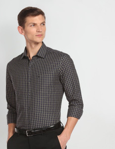 ARROW Men Checkered Casual Black, Beige Shirt