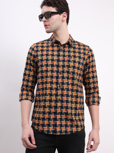 LEE Men Checkered Casual Yellow Shirt