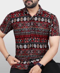 VeBNoR Men Printed Casual Maroon Shirt