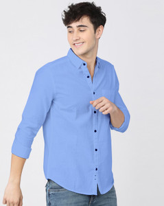SAADIWALA Men Solid Casual Light Blue Shirt