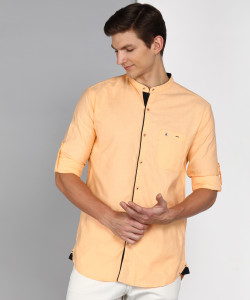 KUONS AVENUE Men Solid Casual Orange Shirt