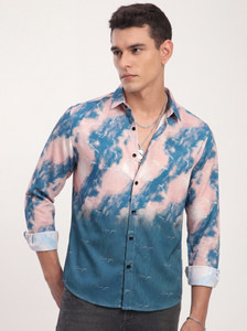 SANBROS Men Dyed/Ombre Casual Blue Shirt