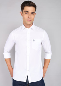 U.S. POLO ASSN. Men Solid Casual White Shirt