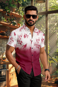 SEVENTEENSTITCH Men Printed, Floral Print Casual Black Shirt