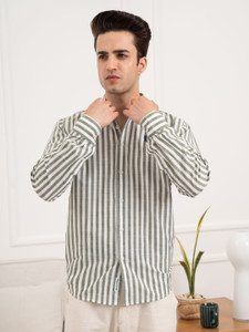 RED TAPE Men Striped Casual Green Shirt