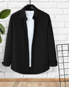 METRONAUT Men Solid Casual Black Shirt