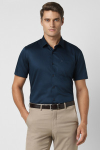 PETER ENGLAND Men Solid Formal Dark Blue Shirt