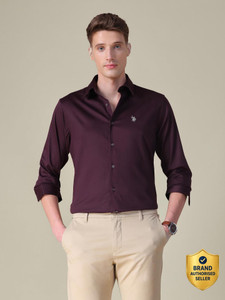 U.S. POLO ASSN. Men Solid Casual Purple Shirt