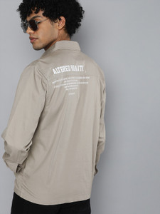 The Indian Garage Co. Men Printed Casual Grey Shirt