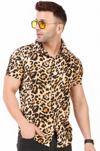 COMBRAIDED Men Printed Casual Yellow, Black, White Shirt