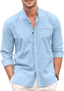ZARTHA Men Solid Casual Light Blue Shirt