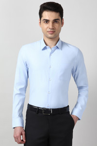 PETER ENGLAND Men Solid Formal Blue Shirt