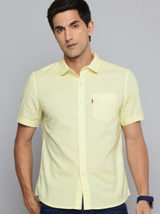 LEVI'S Men Solid Casual Yellow Shirt