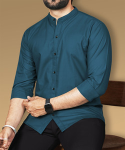 VeBNoR Men Solid Casual Dark Blue Shirt