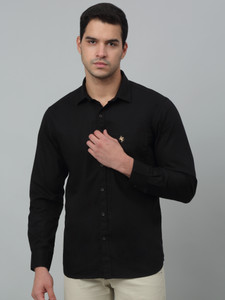 CANTABIL Men Solid Casual Black Shirt