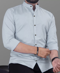 S-Line Men Solid Formal Grey Shirt