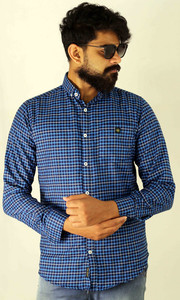 Indi Hemp Men Checkered Casual Multicolor, Blue Shirt