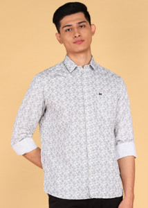 ARROW Men Printed Casual Grey Shirt