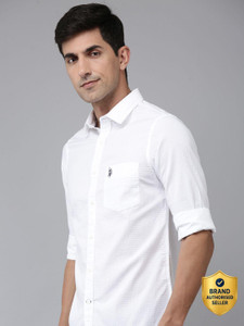 U.S. POLO ASSN. Men Checkered Casual White Shirt