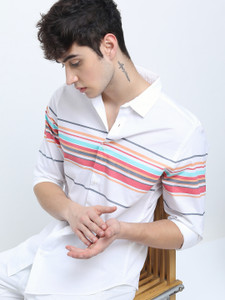 HIGHLANDER Men Solid Casual White Shirt - Image 6