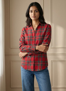 Hive91 Women Checkered Casual Red Shirt