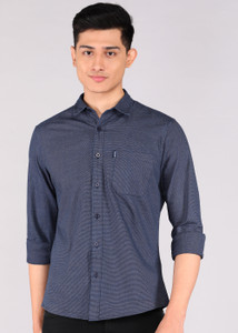 PROVOGUE Men Solid Casual Dark Blue Shirt