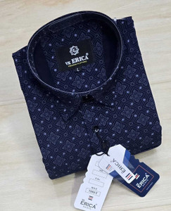 Erica Men Blue Printed Formal Shirt - Image 6