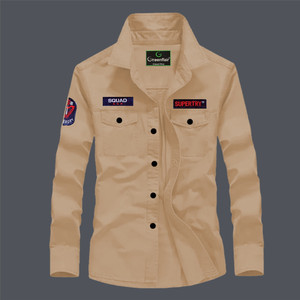 GreenFlair Men Solid Casual Beige Shirt