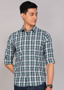 WROGN Men Checkered Casual Green Shirt