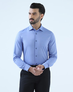 Blackberrys Men Self Design Formal Blue Shirt