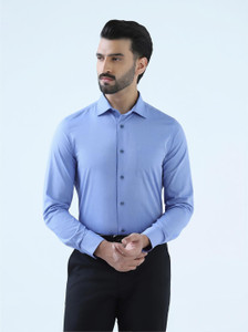 Blackberrys Men Self Design Formal Blue Shirt