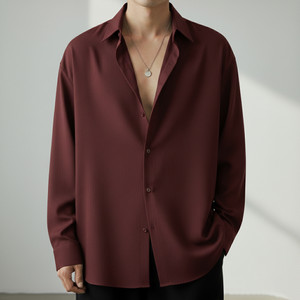Asta Moda Men Self Design Casual Maroon Shirt
