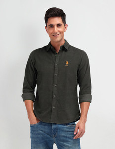 U.S. POLO ASSN. Men Solid Casual Green Shirt