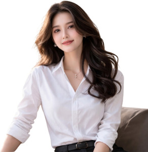 sikrifab Women Solid Formal White Shirt