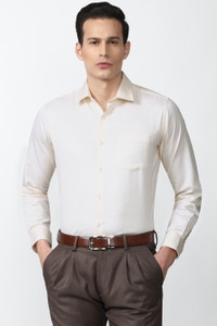 VAN HEUSEN Men Solid Formal Beige Shirt