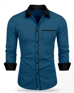 XOMLAXO Men Solid Casual Blue Shirt