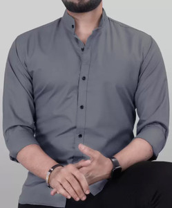 Univibe Men Solid Casual Grey Shirt