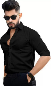 VC Fashion Men Solid Formal Black Shirt