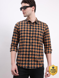 LEE Men Checkered Casual Yellow Shirt